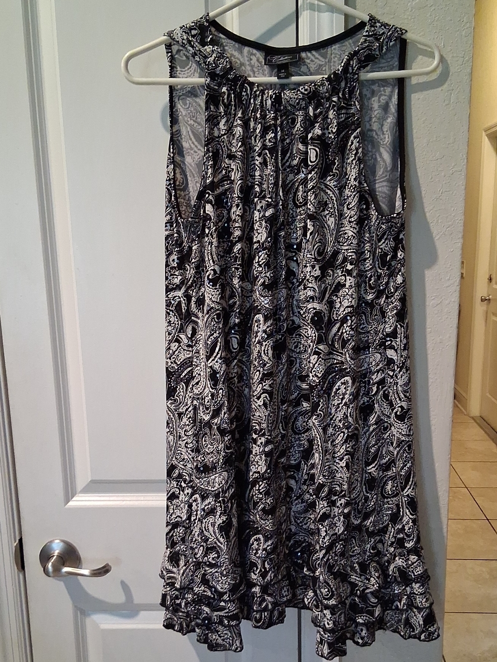 Dress Barn Black and White Paisley A-Line Skirt